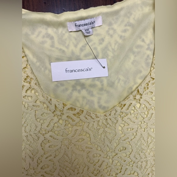 2/$12 Francesca’s XXS Yellow Lace Dress Spring Lined Modest Church Wedding - Picture 5 of 9